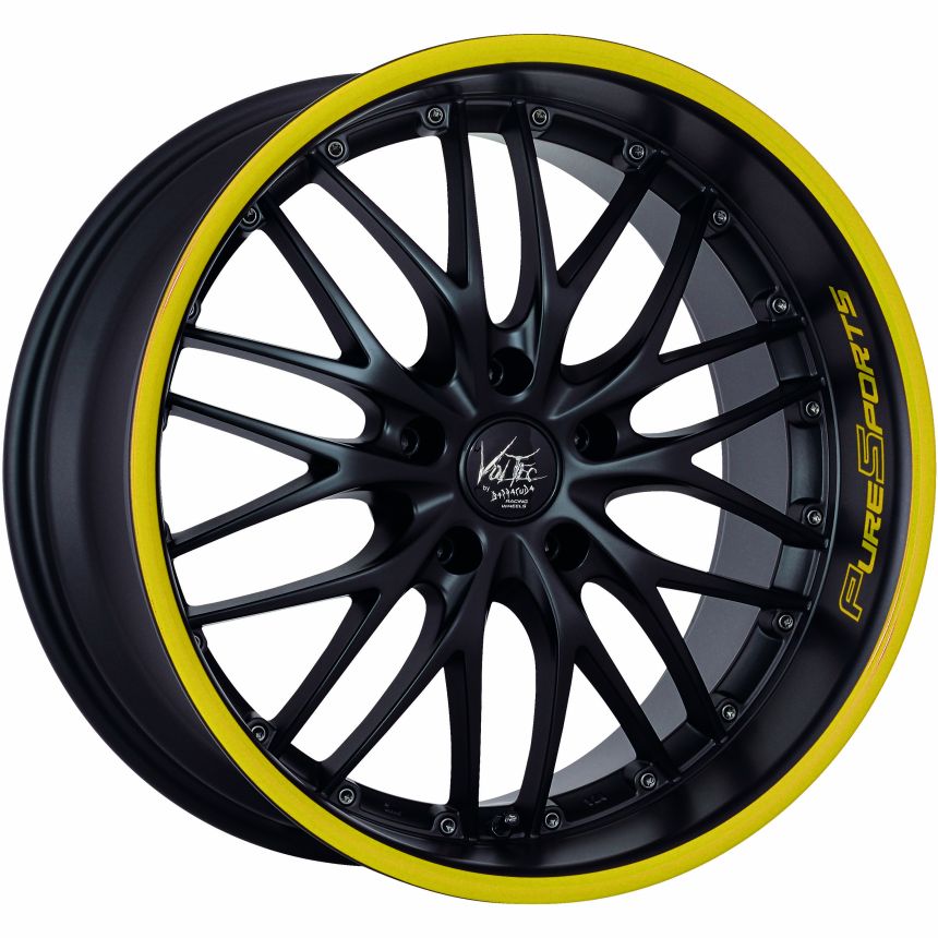 VOLTEC T6 Mattblack Puresports / Color Trim gelb 7x17